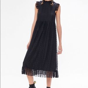 NWT Urban Outfitters Womens Gabby Midi Dress Black Lace Babydoll High Neck